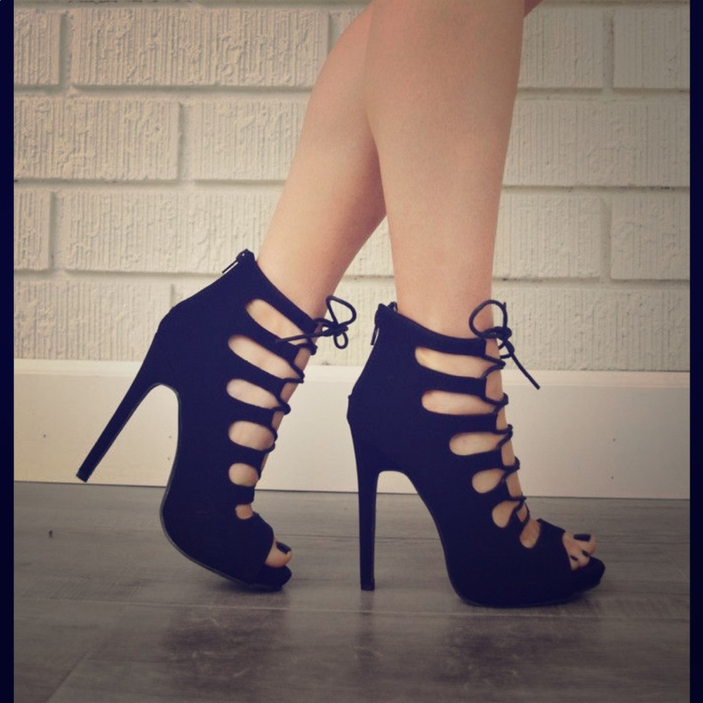Sold out Fashion Nova Open Toe Lace-up Booties